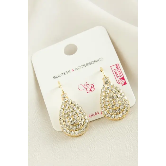 Oval Taşlı Klipsi Küpe