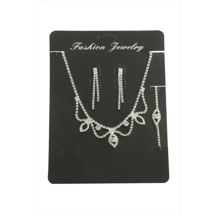 Oval Taşlı Set Kolye