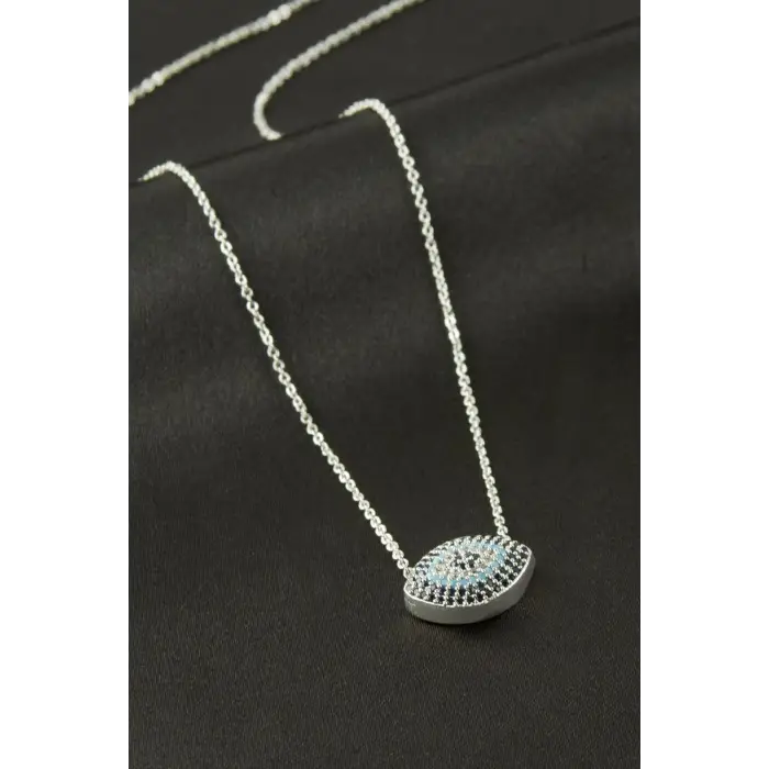 Oval Zirkon Taşlı Kolye