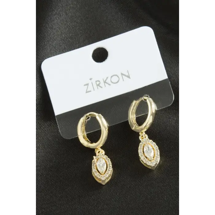 Oval Zirkon Taşlı Küpe