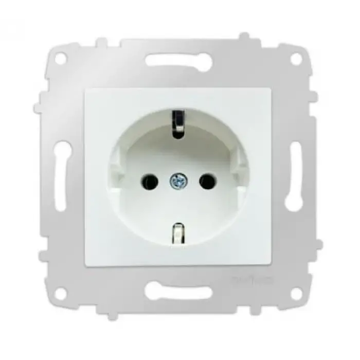 Beyaz Çocuk Korumalı Topraklı Priz Çerçevesiz - Priz ve Anahtar İçin Uyumlu Çerçeve