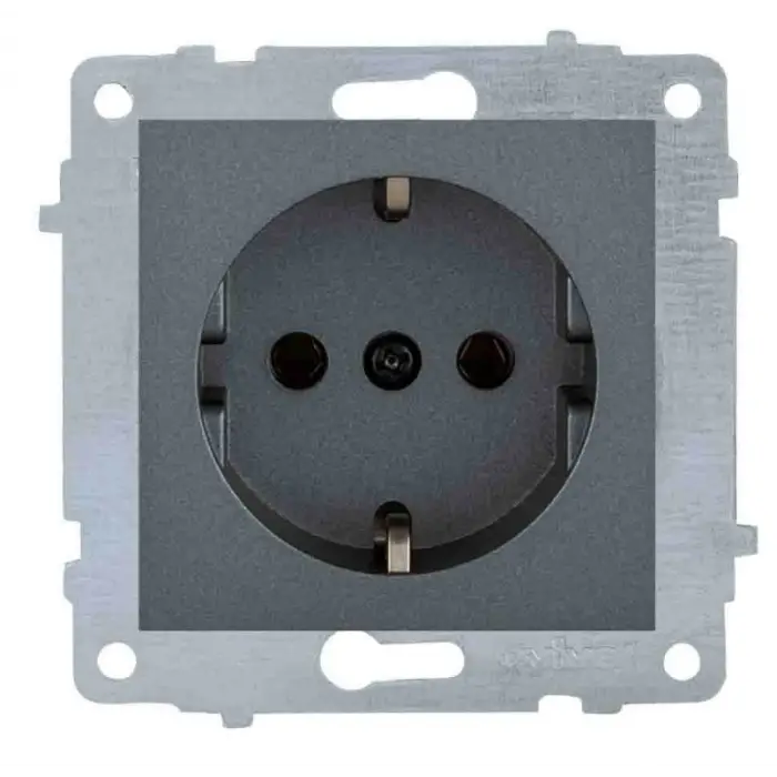 Füme Topraklı Piriz Çerçevesiz Grano - Priz ve Anahtar İçin Uyumlu Çerçeve