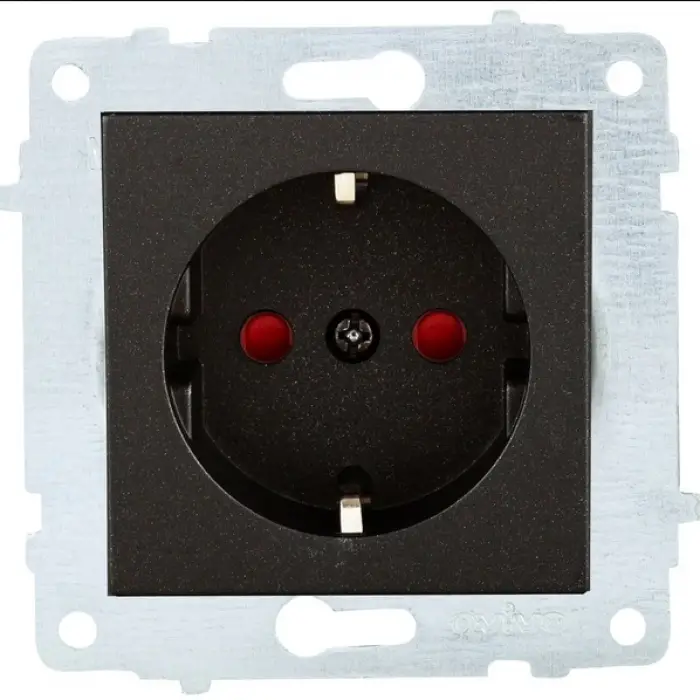 Ovivo Metalik Siyah Cocuk Korumalı Topraklı Priz Çerçevesiz Grano