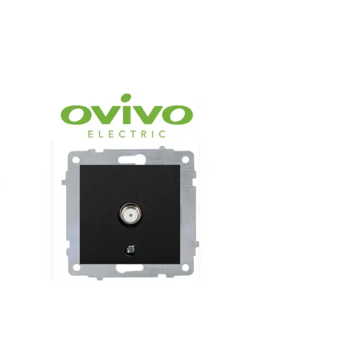 Metalik Siyah Telefon Prizi Numeris Çerçevesiz Grano - Priz ve Anahtar İçin Uyumlu Çerçeve