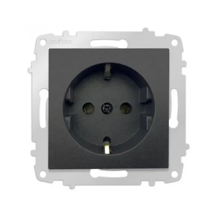 Metalik Siyah Topraklı Priz Çerçevesiz Grano - Priz ve Anahtar İçin Uyumlu Çerçeve