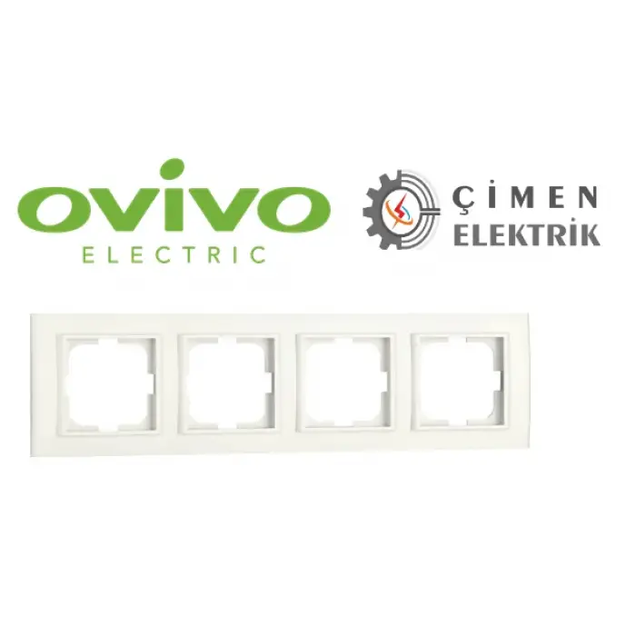 Beyaz Dörtlü Çerçeve - Priz ve Anahtar İçin Uyumlu Çerçeve