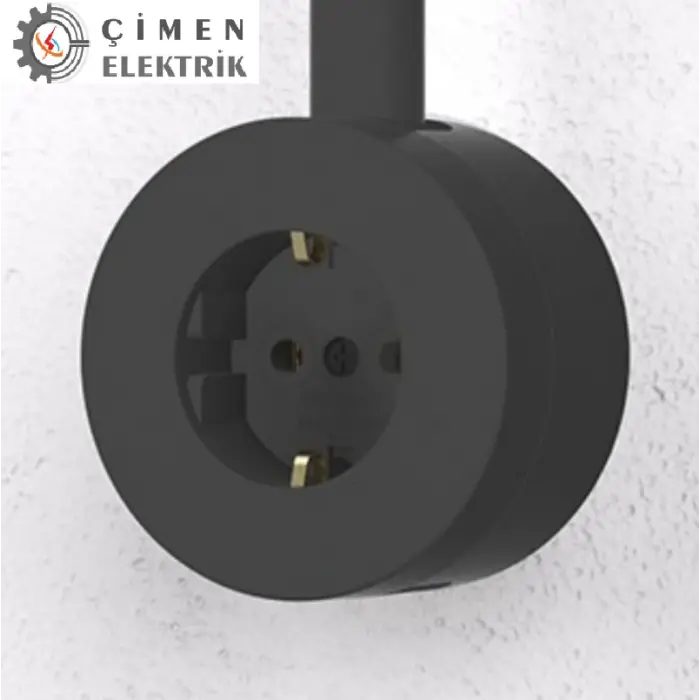 Antrasit Topraklı Priz Sıva Üstü