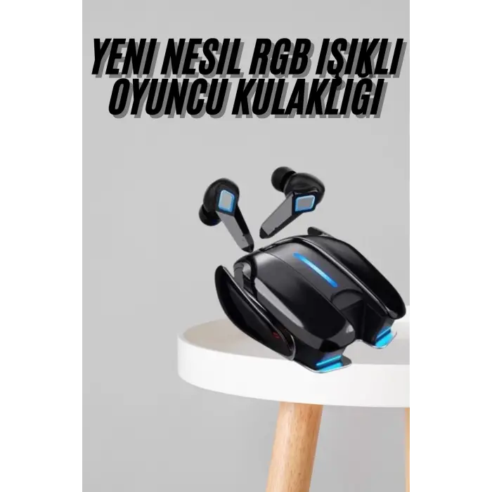 Oyuncu Kulaklığı Bluetooth Kulaklık Kablosuz RGB Işıklı Gamer Kulaklık Gürültü Önleyici