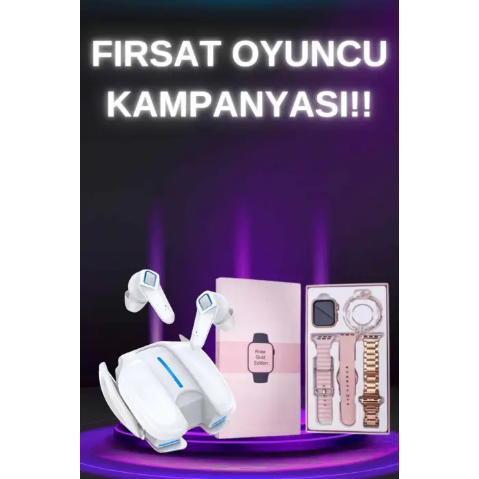 Oyuncu Kulaklığı Gamer ANC Özellikli ve Kadınlara Özel Akıllı Saat Sesli Görüşme Bildirim Görme