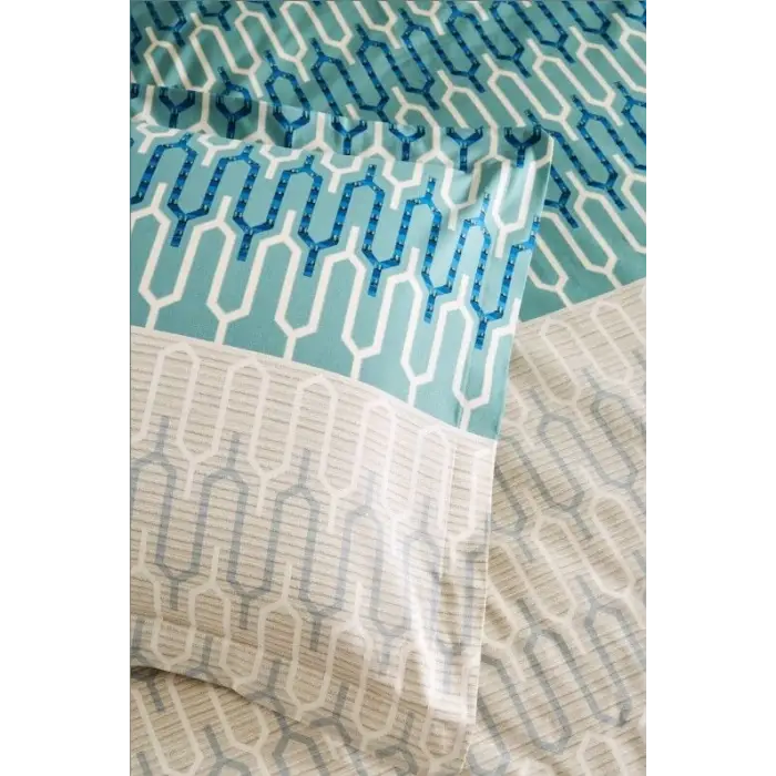 Özdilek Çift Kişilik Ranforce Nevresim Takımı Flame Stitch Mavi