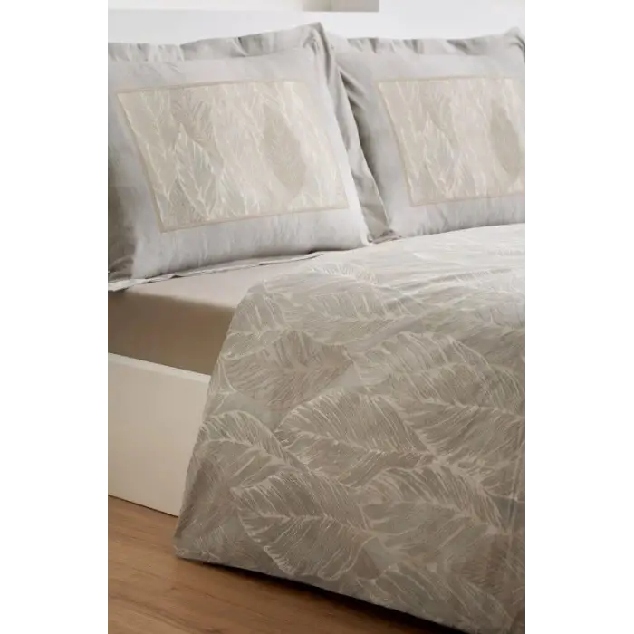 Özdilek Çift Kişilik Ranforce Nevresim Takımı Folha De Ouro Bej