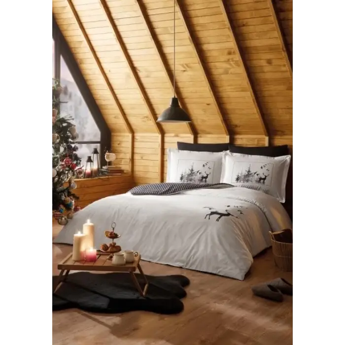 Özdilek Çift Kişilik Ranforce Nevresim Takımı Natural Leza Gri