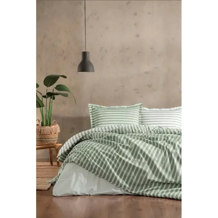 Özdilek Çift Kişilik Ranforce Nevresim Takımı Trioline Yeşil