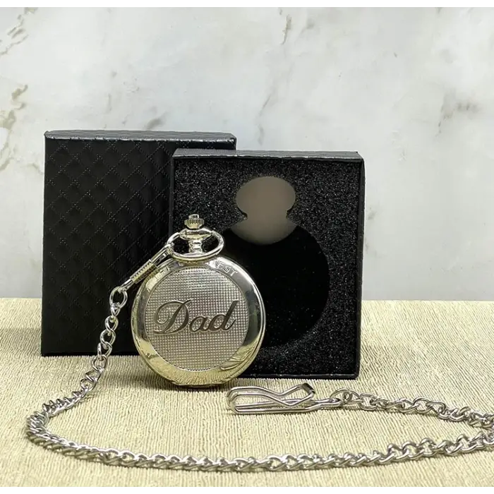 Özel Kutulu Dad (Baba) Tasarımlı Gümüş Köstekli Saat