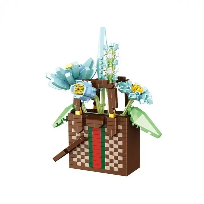 P1075 PANLOS ÇANTA BUKET ÇİÇEK 688 PARÇA BLOCK OYUNCAK