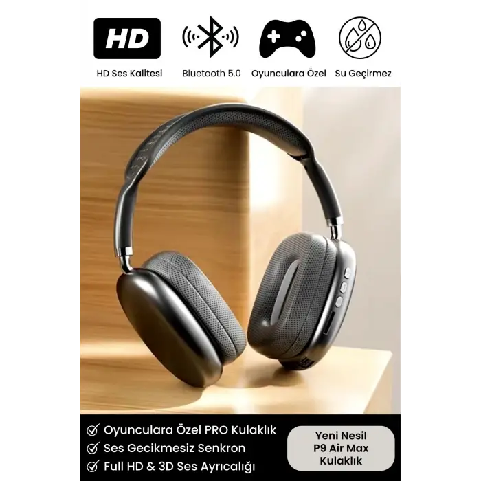 P9 Air Max Gaming Premium Mikrofonlu Kablosuz Ios Android Uyumlu 5.0 Bluetooth TWS Oyuncu Kulaklık