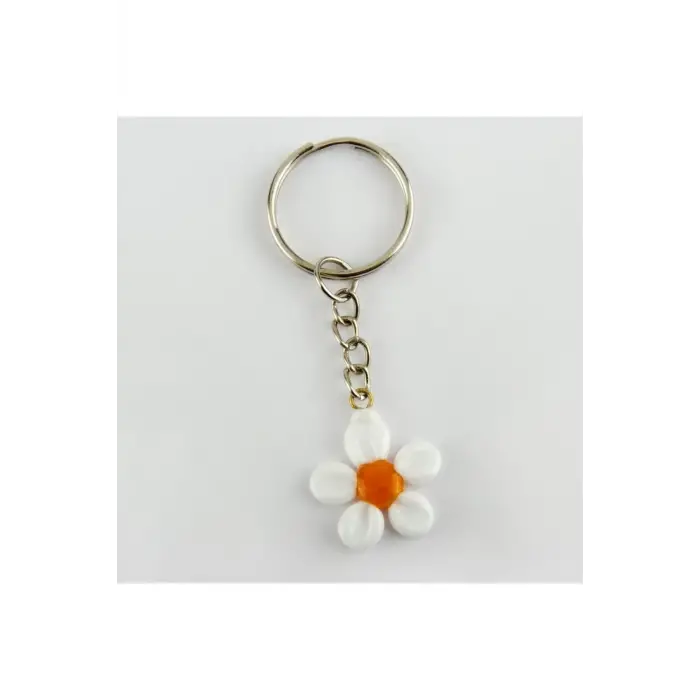 Papatya Figürlü Cam Anahtarlık