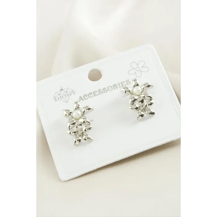 Papatya İnci Metal Küpe