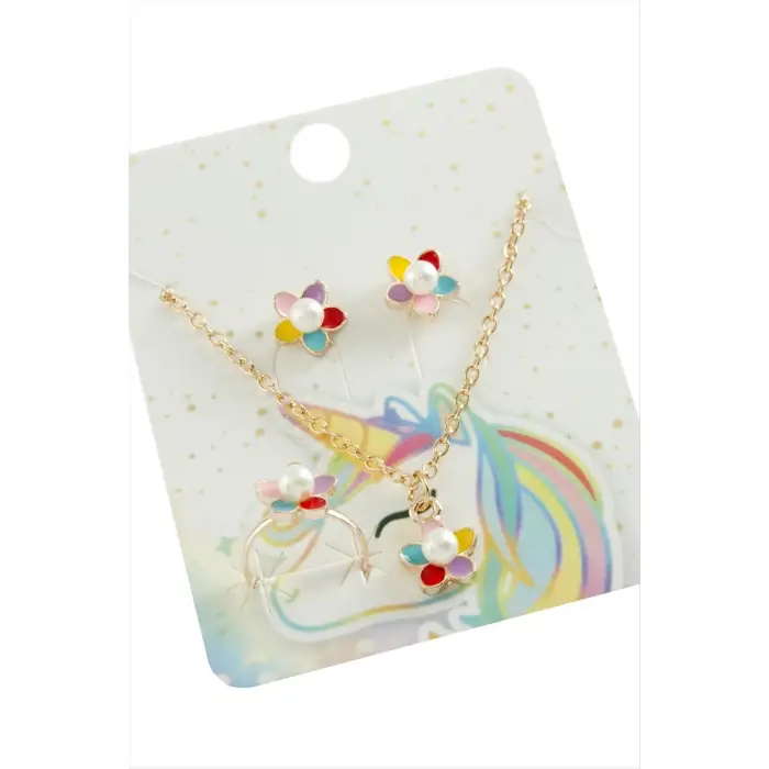 Papatya Mineli Set Kolye