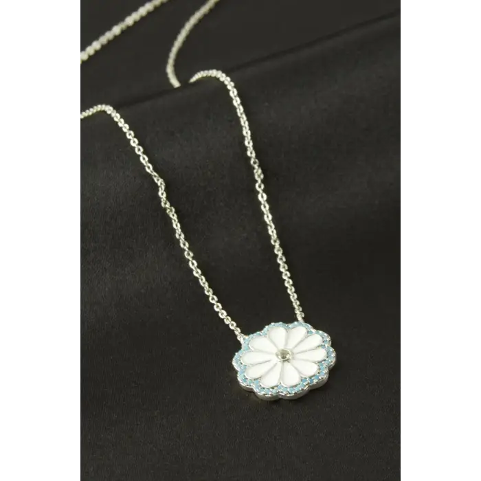 Papatya Mineli Zirkon Taşlı Kolye