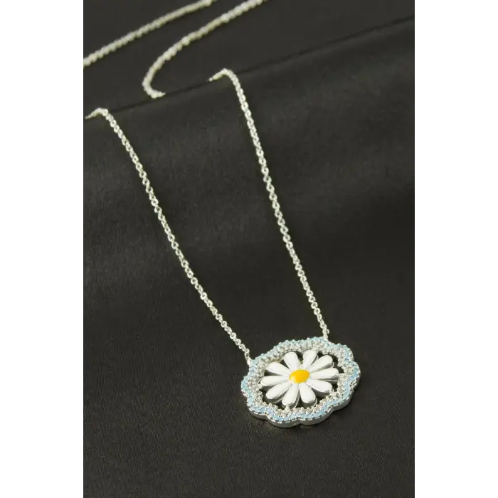 Papatya Mineli Zirkon Taşlı Kolye