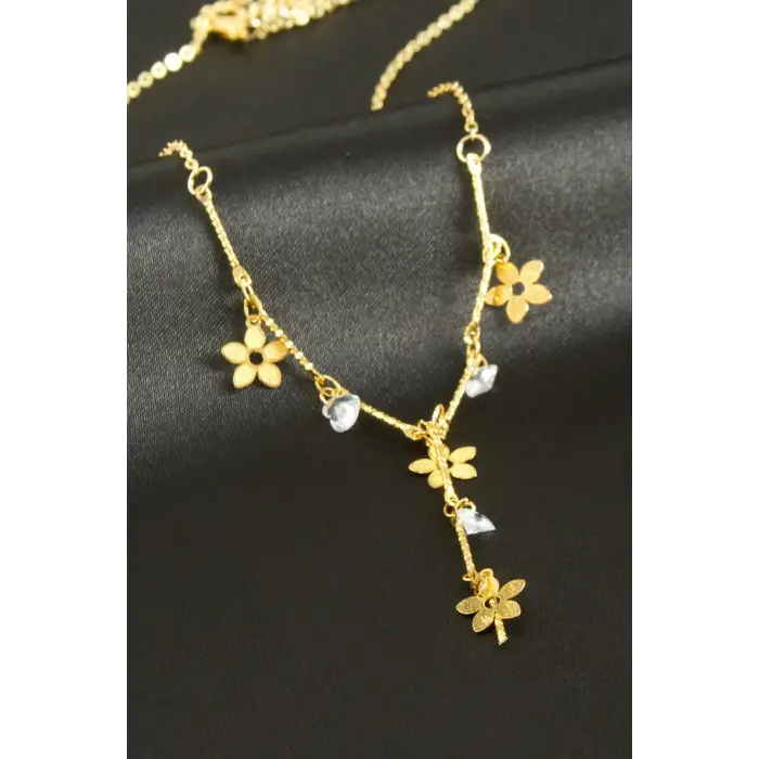 Papatya Taşlı Y Kolye