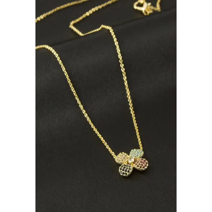 Papatya Zirkon Taşlı Kolye