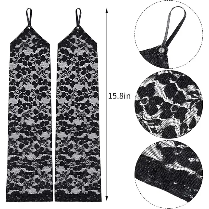 Parmak Askılı Zarif Gece Şıklığı Dantel Eldiven 40 cm