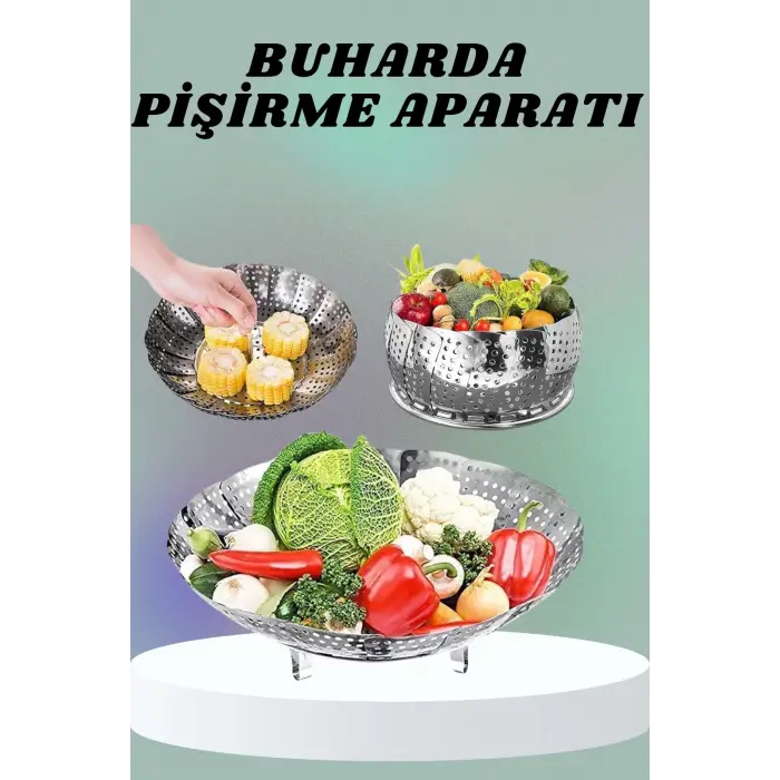 Paslanmaz Çelik Buharda Sebze Pişirme Haşlama Aparatı Buharlı Pişirici