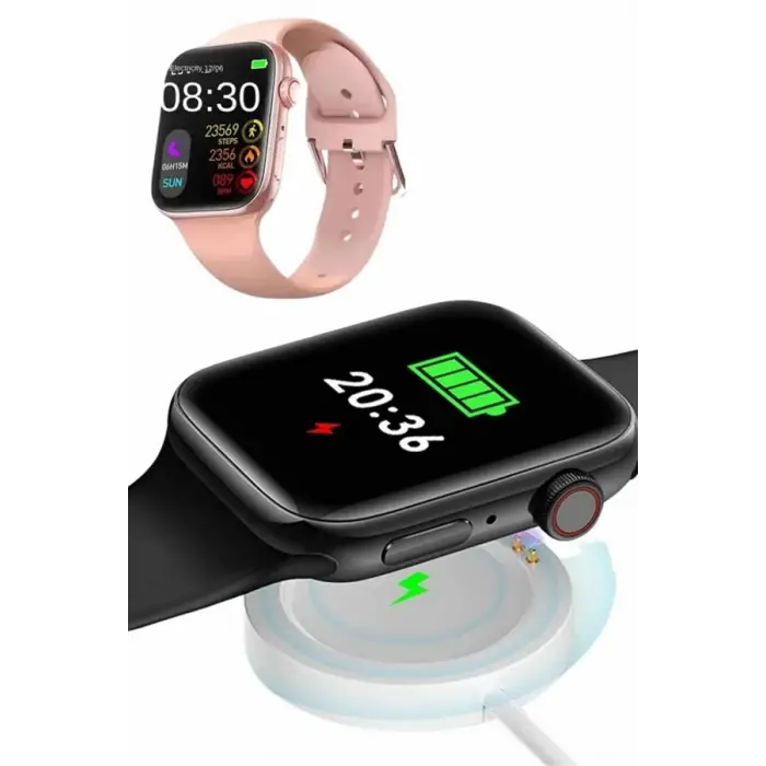 Pembe Akıllı Saat 49mm iOS & Android Uyumlu Arama Özellikli