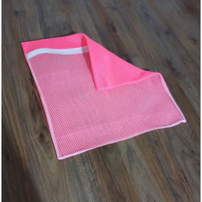 Pembe Fermuarlı - Hassas Çamaşır Terlik  Ayakkabı Yıkama Filesi Büyük Boy (336336)