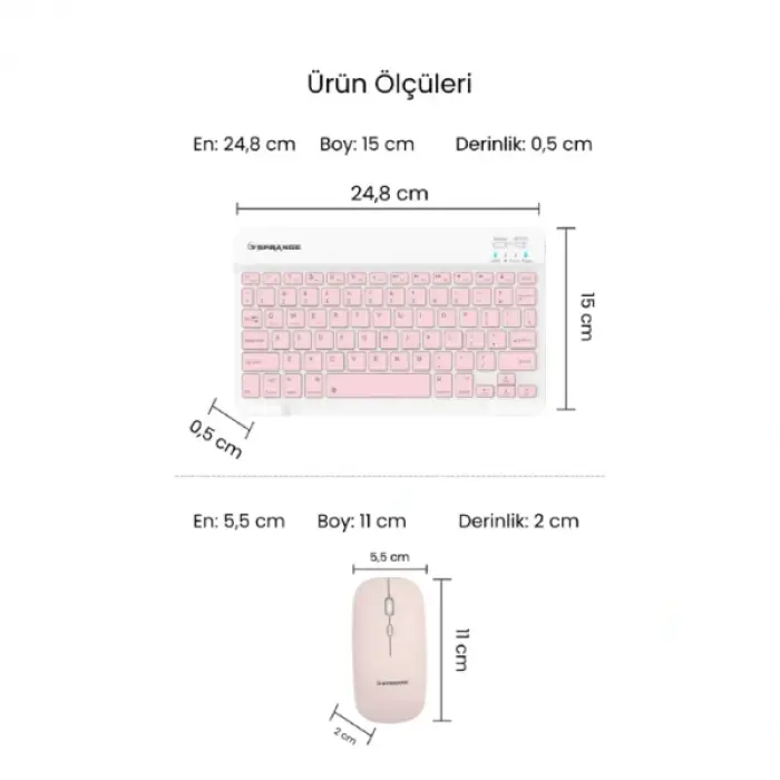 Pembe Kablosuz Klavye Ve Mouse Seti