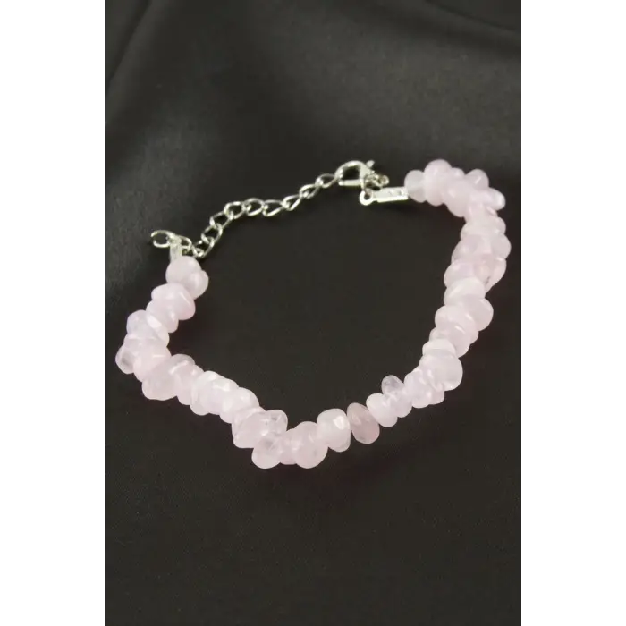 Pembe Kuvars Kırık Doğaltaş Bileklik