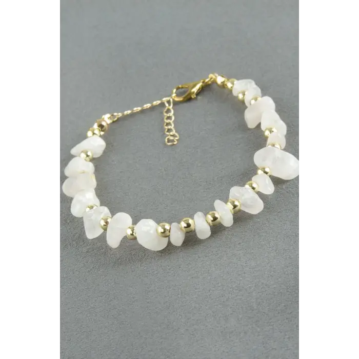 Pembe Kuvars Kırık Doğaltaş Bileklik