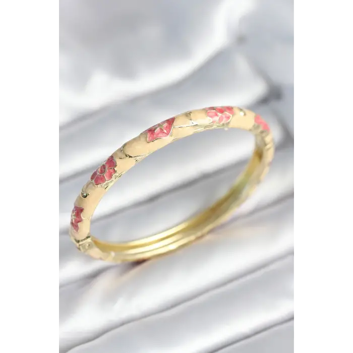 Pembe Renk Detaylı Mineli Kelepçe