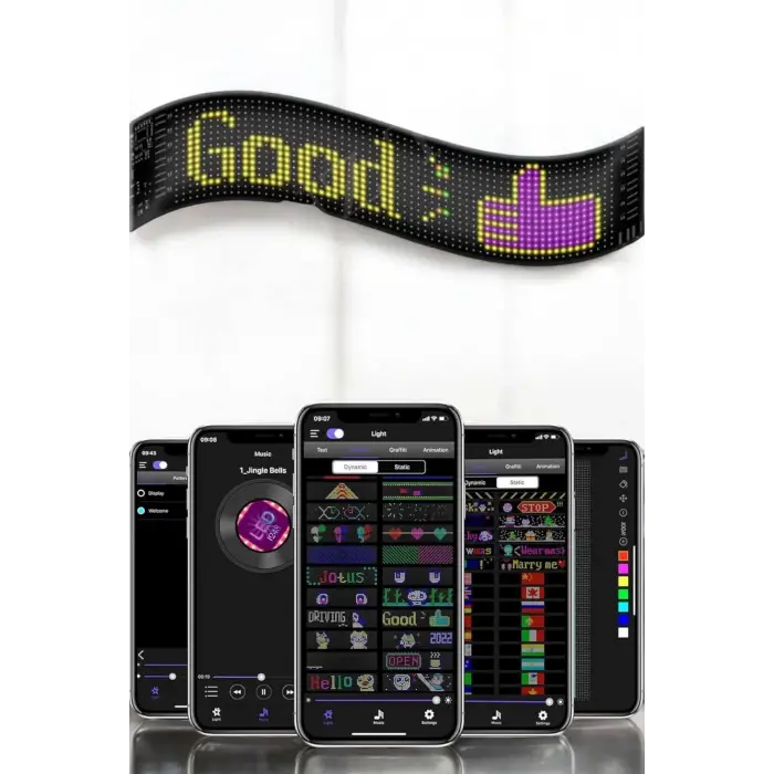 Piksel Led Matrix RGB Işıklı Led Yazılı Bluetooth Bağlantılı