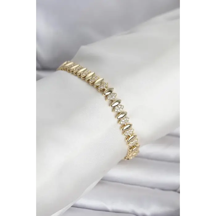 Pirinç Gold Renk Arpa Model Kadın Bileklik