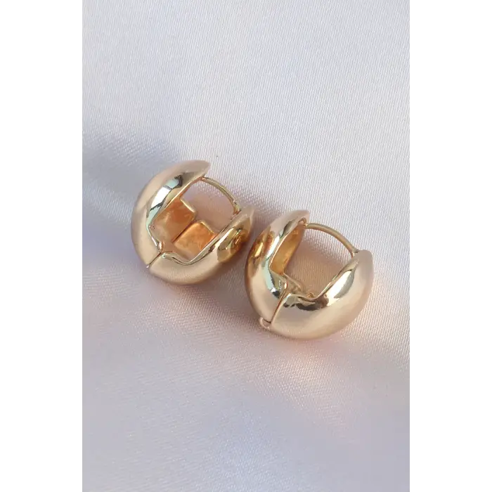 Pirinç Gold Renk İçi Boş Minimal Topçuk Küpe