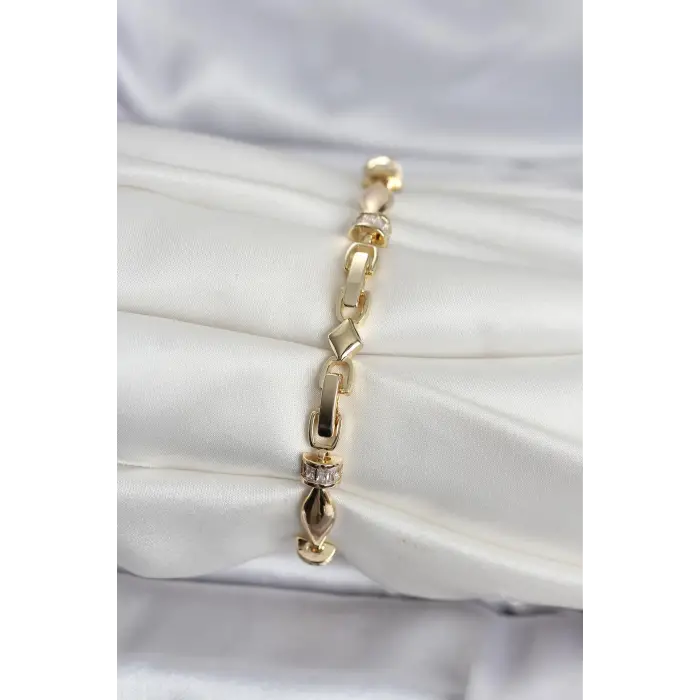 Pirinç Gold Renk Sütun Model Kadın Bileklik