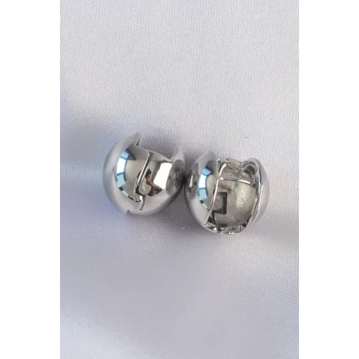 Pirinç Gümüş Renk İçi Boş Minimal Topçuk Küpe