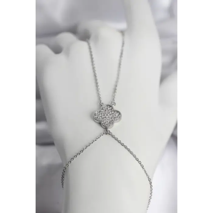 Pirinç Gümüş Renk Yonca Model Kadın Şahmeran