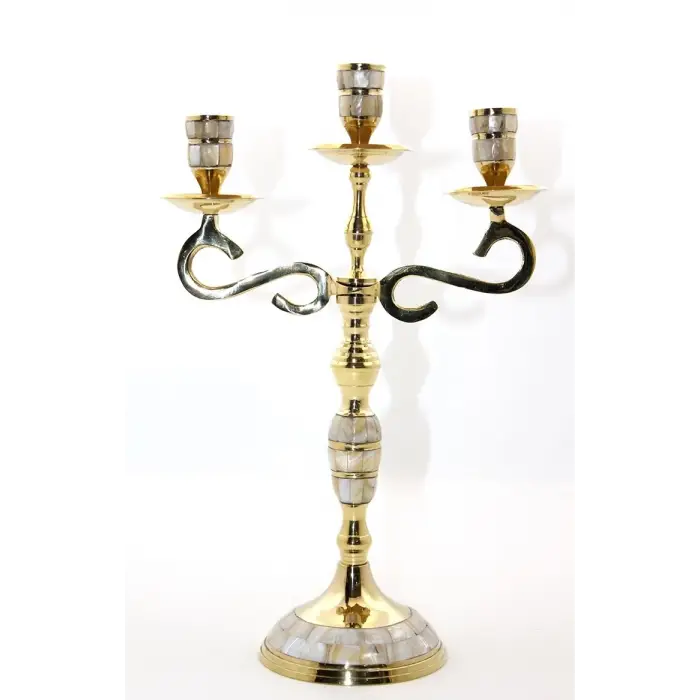 Pirinç Sedefli 3lü Şamdan 18912