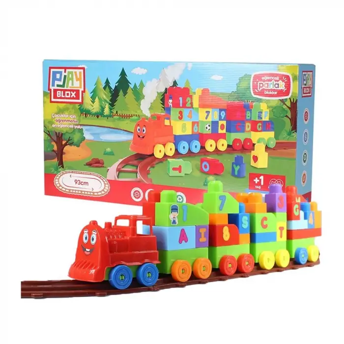 Play Blox Oyuncak Tren Seti 77 Parça Sayılar ve Alfabe Treni Parlak Renkler Mega Blok Seti