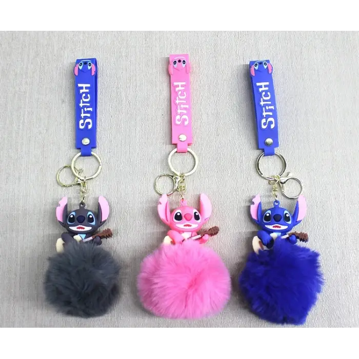 Ponponlu Stitch Anahtarlık