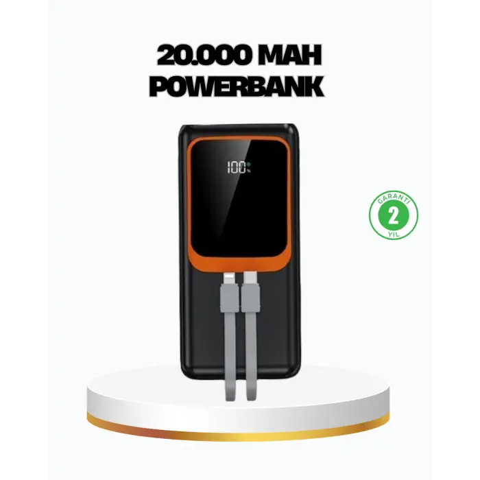 Powerbank 20000 mAh 22.5W Hızlı Şarjlı ve Kompakt Çoklu Kablo Çıkışlı