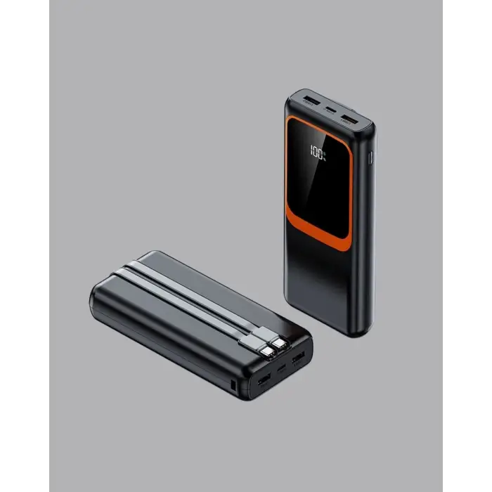 Powerbank 20000 mAh Dijital Ekranlı ve Çok Kablolu Hızlı Şarj Cihazı