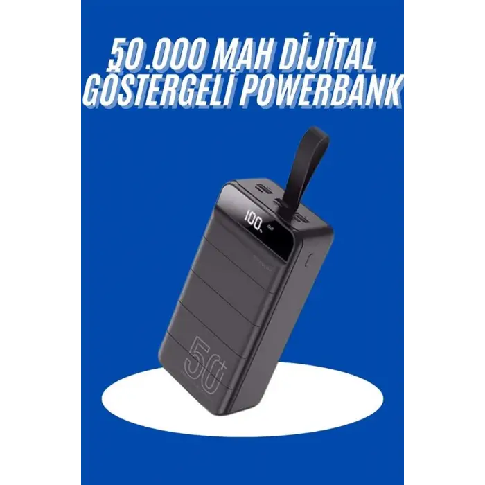 Powerbank 50.000 Mah Dijital Göstergeli Taşınabilir 4 Portlu Hızlı Powerbank