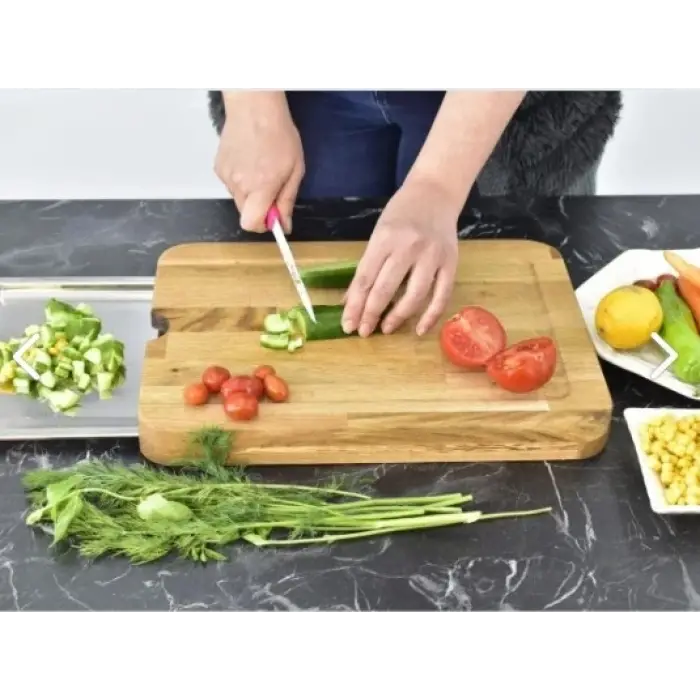 Pratik Tepsili Ahşap Kesme Tahtası