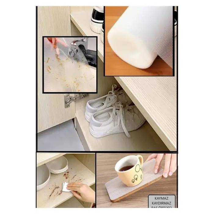 Premium 3 Metre Pıtırcıklı Kaydırmaz Şeffaf Raf Örtüsü Halı Kaydırmaz 45 CmX3M Kalın Kaliteli Folyo