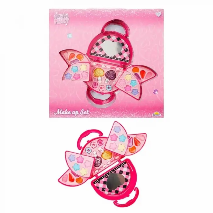 Pretty Pinky 3 Katlı Pembe Çantalı Makyaj Seti